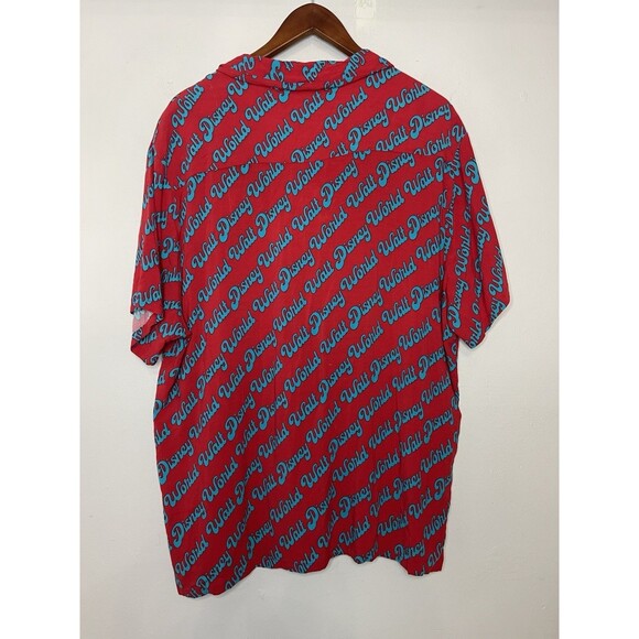 Walt Disney World Parks Men's Large Red Button Down Short Sleeve Shirt Top - Picture 4 of 4